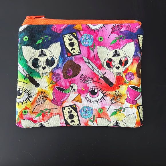 Witchy Kitty Skull Zip Pouch