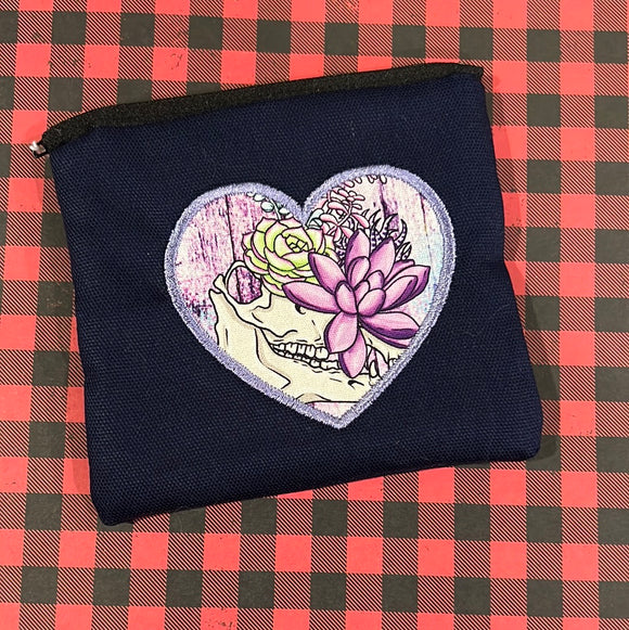 Floral Skull Zip Pouch